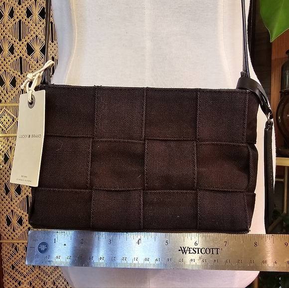 Canvas Mini Crossbody Bag with Leather Strap and Decorative Tag NWT - Picture 2 of 6